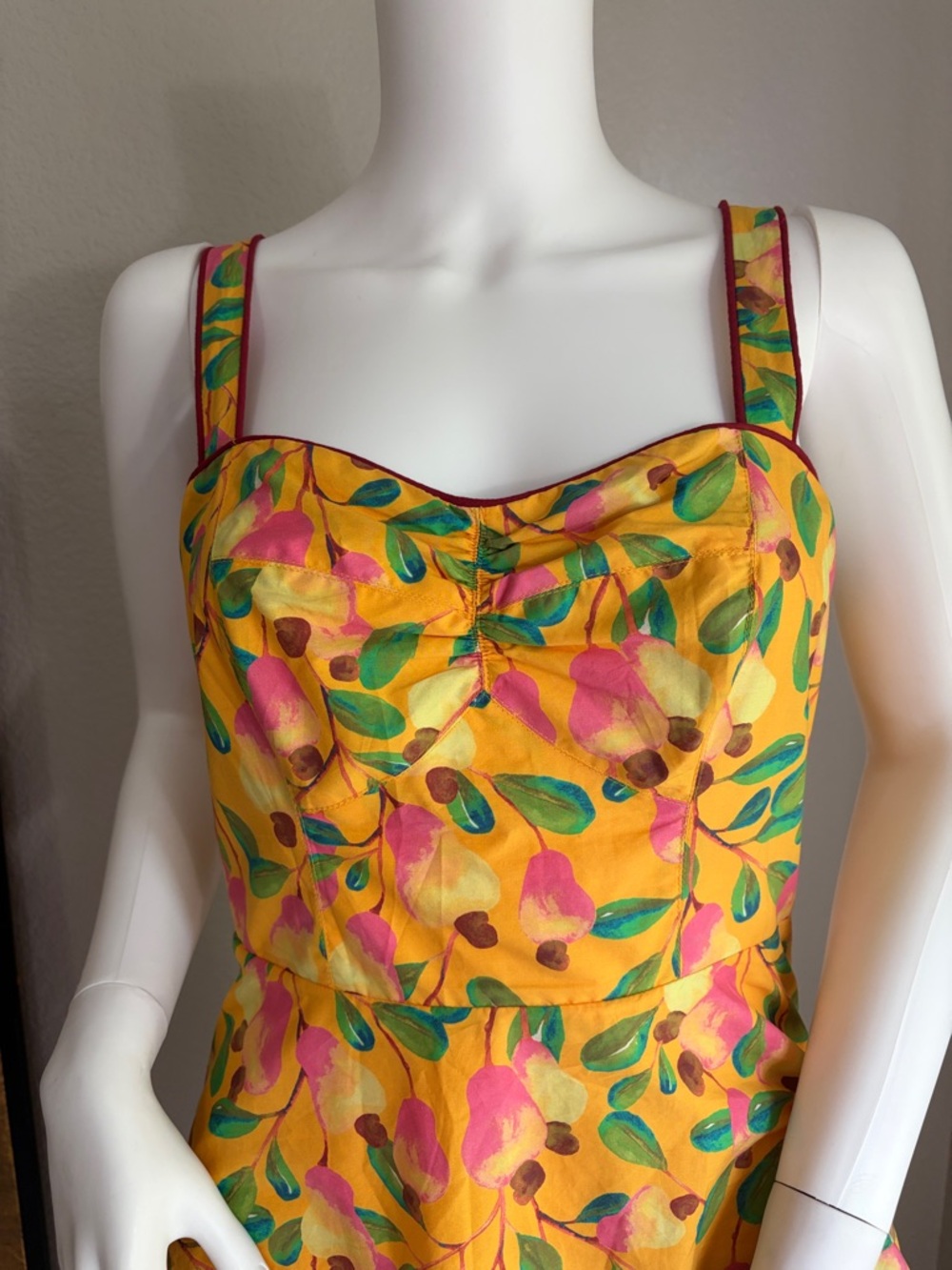 Farm Rio Cashew Tiered Midi Dress, floral print, fit & flare, cotton, vacation - Picture 3 of 15